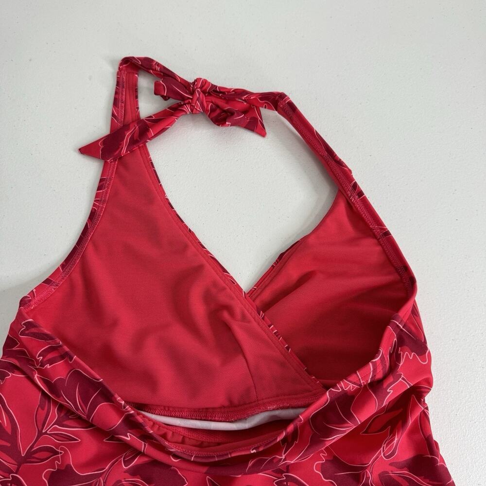 Lands' End Womens Swimwear S Pink Surplice Halter Tankini High Waisted Two Piece - Picture 6 of 13